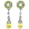 Image 1 : Natural LEMON QUARTZ SKY BLUE TOPAZ PERIDOT Earrings