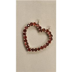 SPARKLING 8.35 CT RED GARNET  HEART PENDANT.