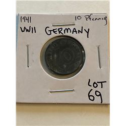 1941 Germany 10 Pfennig Nice Early WWII Coin