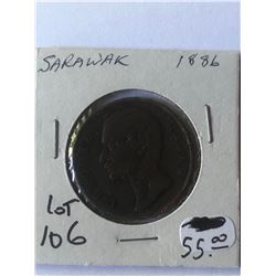 Rare 1886 SARAWAK Large 1 Cent Coin