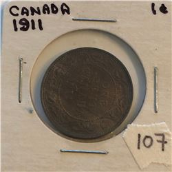 Very Nice 1911 Canada Large Cent in a Old Holder