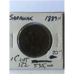 Rare 1889H SARAWAK Large 1 Cent Coin