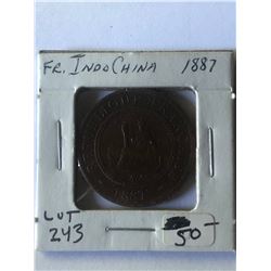 Rare 1887 French Indo China 1Large 1 Cent Coin