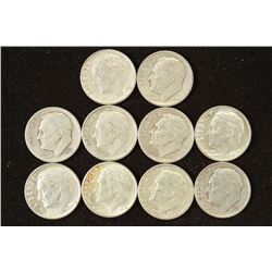 10 ASSORTED SILVER ROOSEVELT DIMES