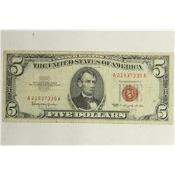 1963 $5 US RED SEAL NOTE
