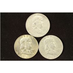 1961,62-D & 63-D FRANKLIN HALF DOLLARS