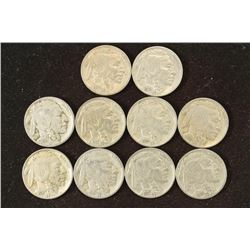 10 ASSORTED FULL DATE 1930'S BUFFALO NICKELS