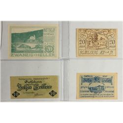 4 ASSORTED GERMAN NOTGELDS 2-10 & 2-20 HELLERS