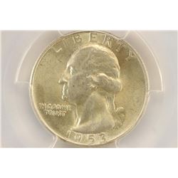 1953-S WASHINGTON SILVER QUARTER PCGS MS64