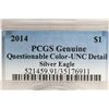 Image 3 : 2014 AMERICAN SILVER EAGLE PCGS UNC DETAILS
