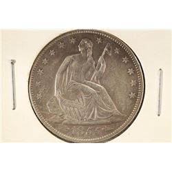 1855 SEATED LIBERTY HALF DOLLAR AU