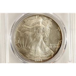 1994 AMERICAN SILVER EAGLE PCGS MS67