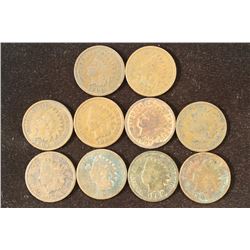 10 ASSORTED INDIAN HEAD CENTS 1900'S