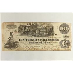 1862 CONFEDERATE STATES OF AMERICA $100