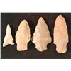 Image 1 : 4 ASSORTED 1 1/2" X 3 1/2" INDIAN STONE ARROWHEADS
