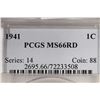 Image 3 : 1941 LINCOLN CENT PCGS MS66RD
