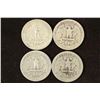 Image 2 : 1941,1942,1943 & 1947 WASHINGTON SILVER QUARTERS