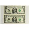Image 1 : 2-2003-A $1 FRN'S LOW CONSECUTIVE SERIAL 'S UNC