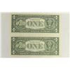 Image 2 : 2-2003-A $1 FRN'S LOW CONSECUTIVE SERIAL 'S UNC