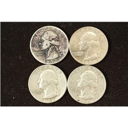 1952,54-D,57-D & 58-D WASHINGTON SILVER QUARTERS