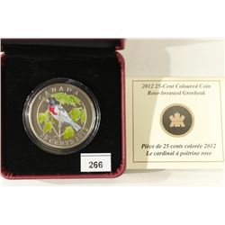 2012 CANADA 25 CENT COLOURED COIN ROSE-BREASTED