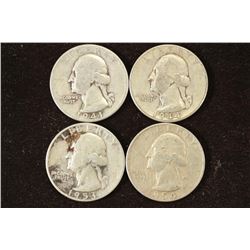 1941,44,53-S & 54 WASHINGTON SILVER QUARTER