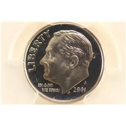 2001-S ROOSEVELT DIME PCGS PR68 DCAM