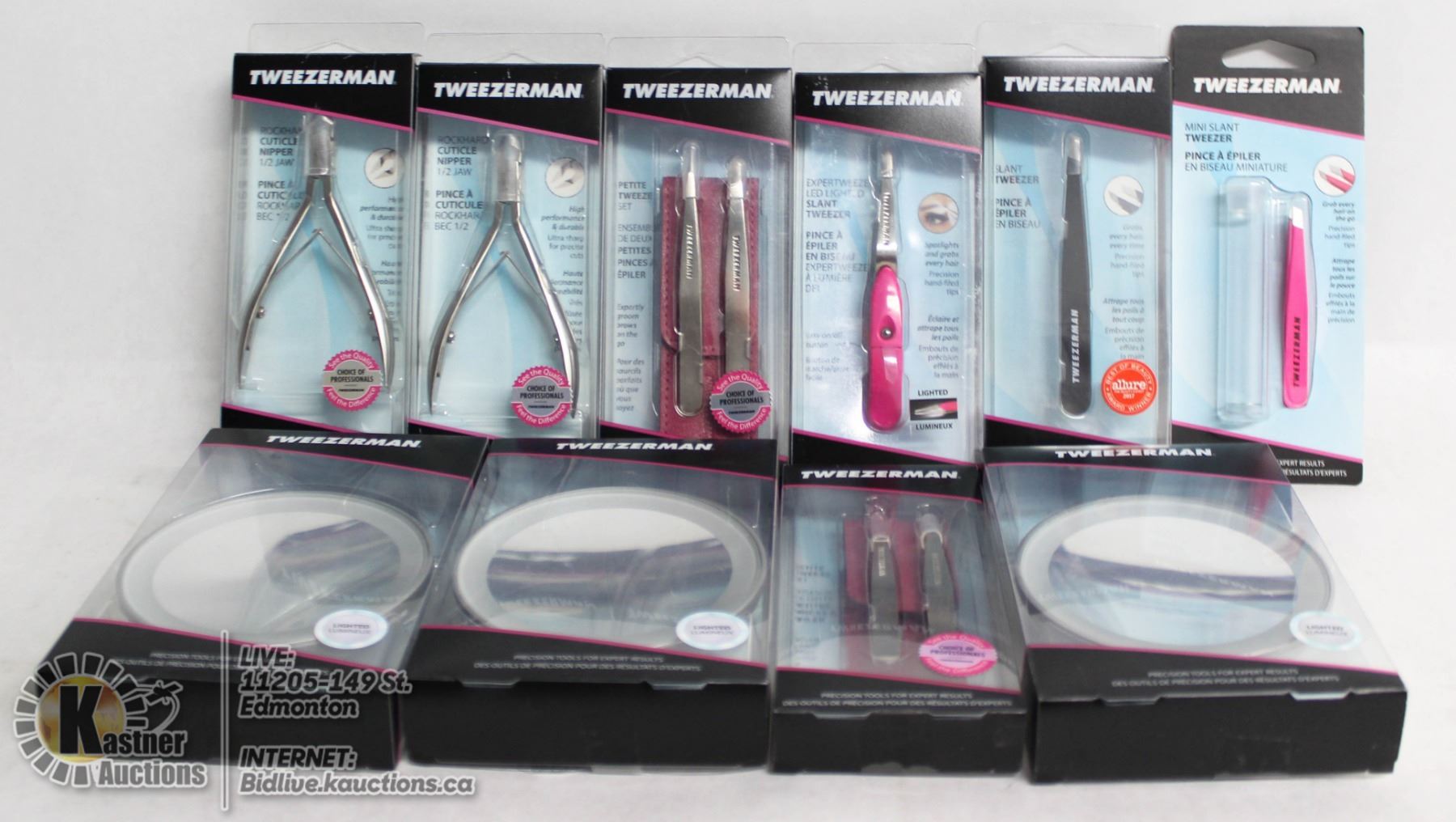 BAG OF ASSORTED TWEEZERMAN PRODUCTS INCL TWEEZERS
