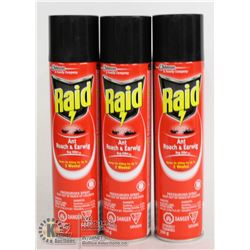 LOT OF 3 RAID ANT ROACH & EARWIG BUGKILLER