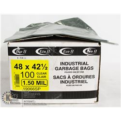 CASE OF 100 CLEAR 48X42.5 GARBAGE BAGS