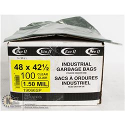 CASE OF 100 CLEAR 48X42.5 GARBAGE BAGS