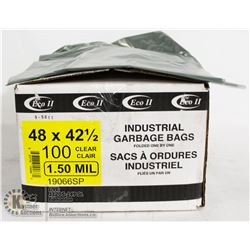 CASE OF 100 CLEAR 48X42.5 GARBAGE BAGS