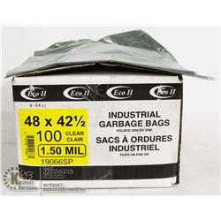CASE OF 100 CLEAR 48X42.5 GARBAGE BAGS