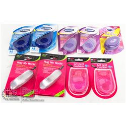 BAG OF ASSORTED HEEL CUSHIONS & FOOT LINERS.