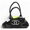 Image 1 : REPLICA CHANEL BLACK BAG WITH JEWELLED LOGO.