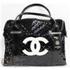 Image 1 : REPLICA CHANEL BLACK PURSE WITH WHITE LOGO