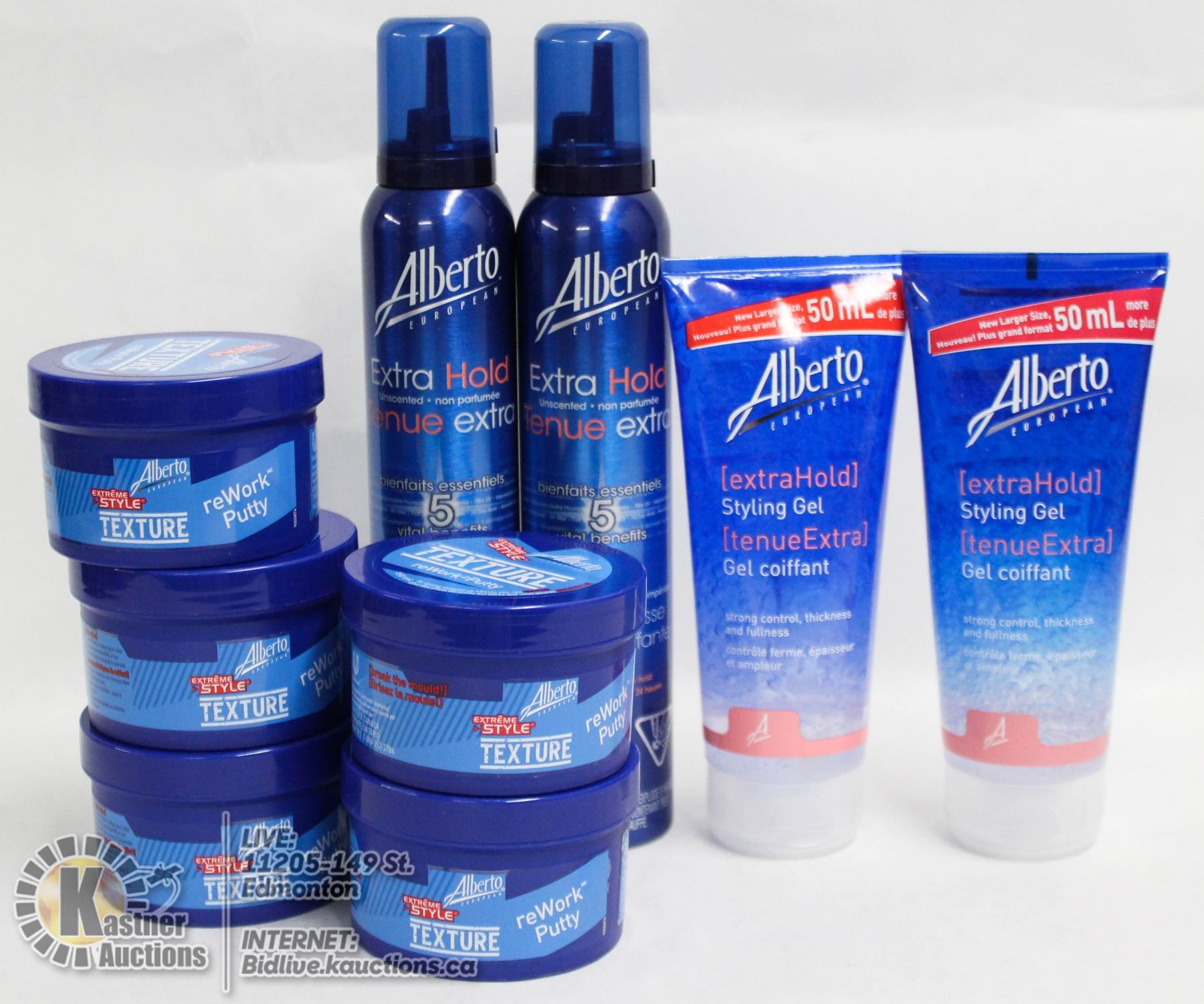 BAG OF ASSORTED ALBERTO PRODUCTS, NCL PUTTY, GEL