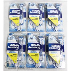 SIX 5 PACK GILLETTE SENSOR3 COOL DISPOSABLE RAZORS
