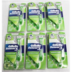 SIX 4 PACK GILLETTE SENSOR3  SENSOR DISPOSABLE