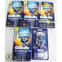 BAG OF 5 GILLETTE FUSION PROSHIELD & PROGLIDE 5