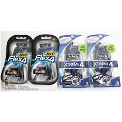 BAG OF SCHICK & BIC 4-BLADE RAZORS