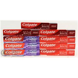 BAG OF COLGATE OPTIC WHITE & MAX FRESH TOOTHPASTE