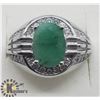 Image 1 : SILVER EMERALD CUBIC ZIRCONIA MEN'S RING