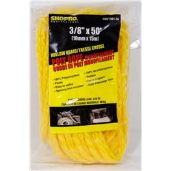 NEW! 3/8  X 50' HOLLOW BRAID POLY ROPE