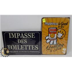 LOT OF TWO NEW! METAL SIGNS 8" X 12"