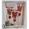 Image 1 : SET OF 3 NEW LARGE PAINTED GLASS CANDLE HOLDERS
