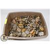 Image 1 : TUB OF ASSORTED ENGRAVED POLISHED STONES.