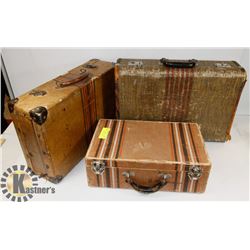 SET OF 3 ANTIQUE SUITCASES