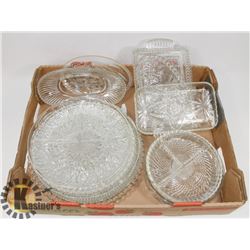 LOT OF ASSORTED CRYSTAL/GLASS SERVING PIECES