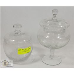 PAIR OF GLASS CANDY JARS